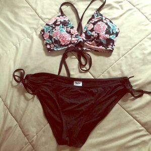 Two piece floral swim suit